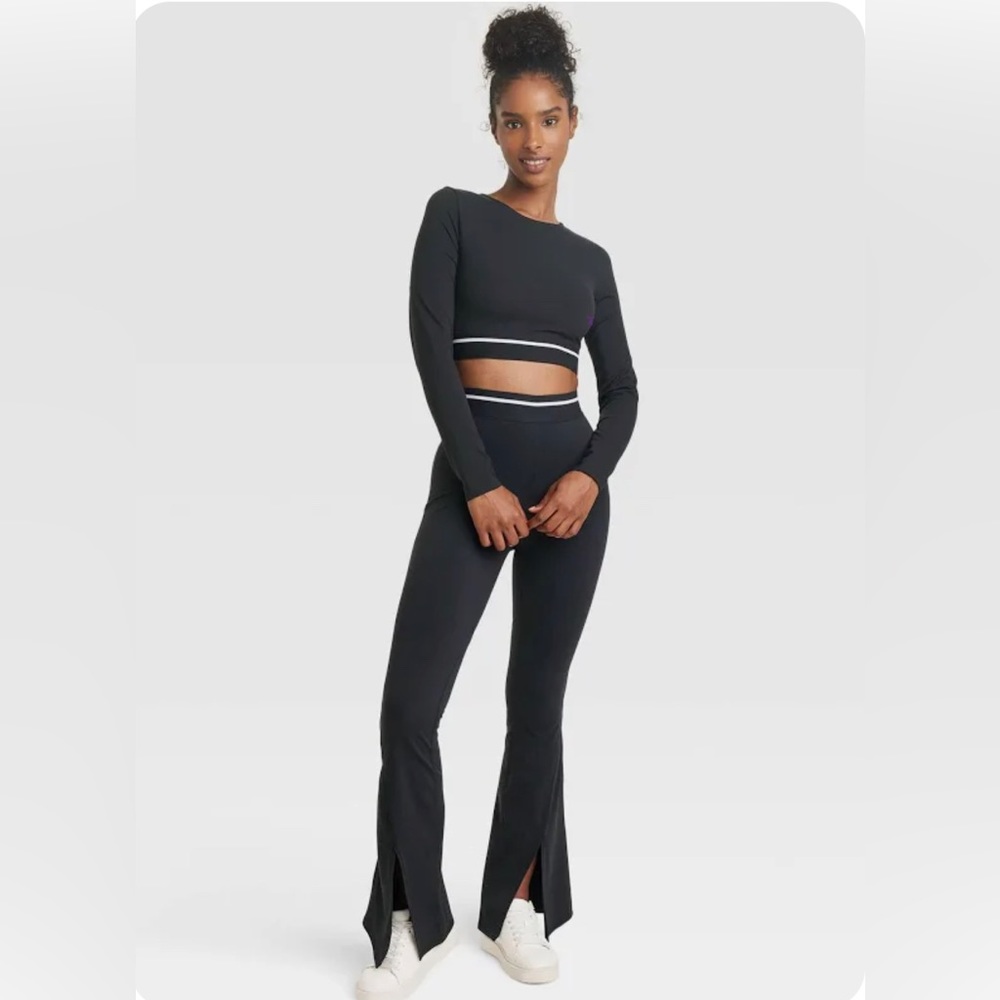 NWT! Women's Cropped Fit Long Sleeve Tee JoyLab Black XL